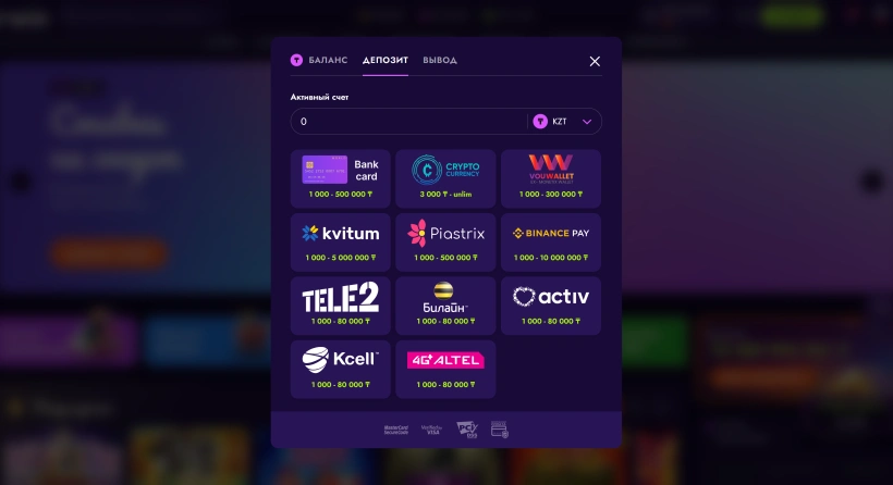 Методы оплаты в казино Irwin